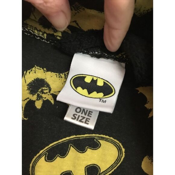 DC Comics Adult One Size Superhero Plush Fleece Mask Hooded Robe Logo Black Tie - Picture 12 of 16